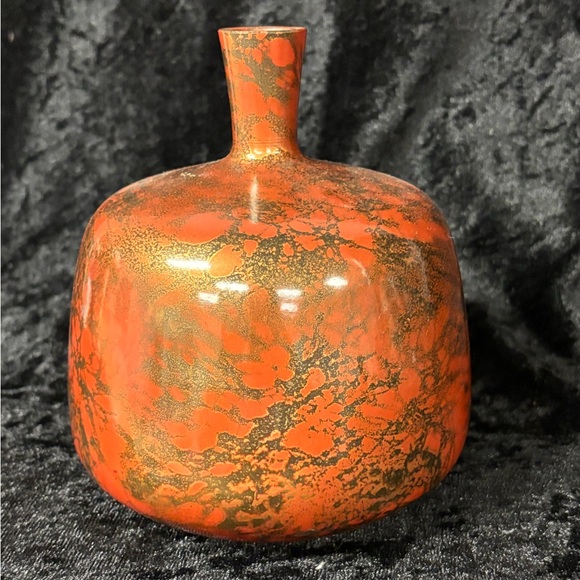 Vintage Japanese Bronze/Copper Orange Decorative Vase